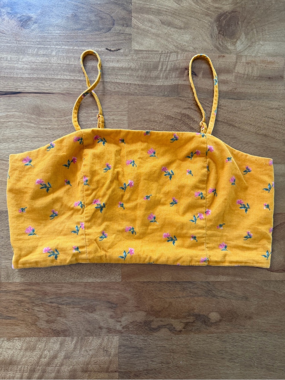 American Eagle Outfitters Mustard Yellow Corduroy Crop Smocked Cami Size Small